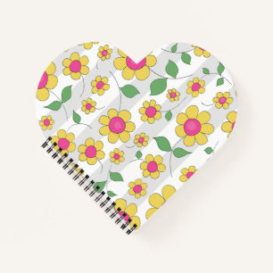 Gelbe rosa Gänseblümchen-Blumen-Frühlings-Kinderge Notizbuch