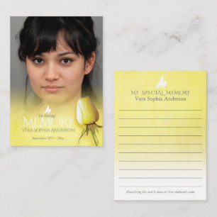 Gelbe Rosa Gedenkkarte für Gedenkstätten und Beerd Mitteilungskarte