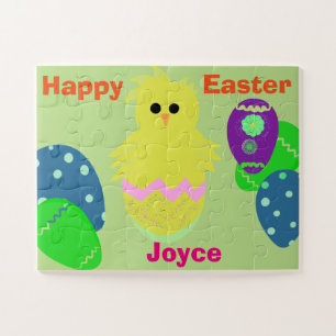 Gelbe Rosa Kichereier Ostern Personalisiert NAME Puzzle