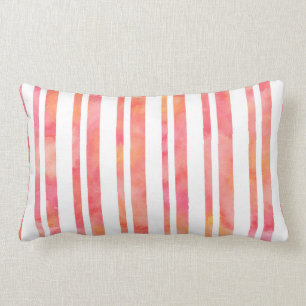 Gelbe rosa orange Aquarell-Streifen Lendenkissen