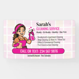 Gelbe rosa Sprühflasche Zimmermädchen Hausreinigun Banner