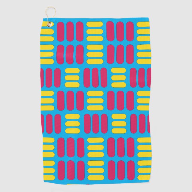 Gelbe rosa Streifen Golfhandtuch (Vorderseite)