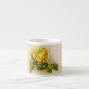 Gelbe Rose Antik Vintage-Druck Fine Art Espressotasse