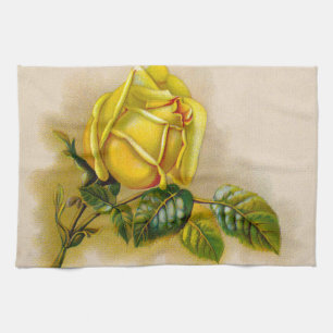 Gelbe Rose Antik Vintage-Druck Fine Art Handtuch