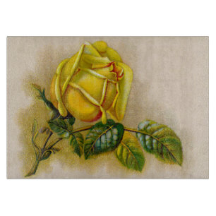 Gelbe Rose Antik Vintage-Druck Fine Art Schneidebrett