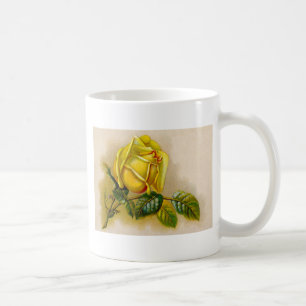 Gelbe Rose Antik Vintage-Druck Fine Art Tasse