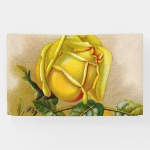 Gelbe Rose Antike Vintage Druckkunst Banner