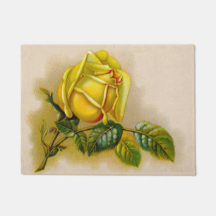 Gelbe Rose Antike Vintage Druckkunst Fußmatte