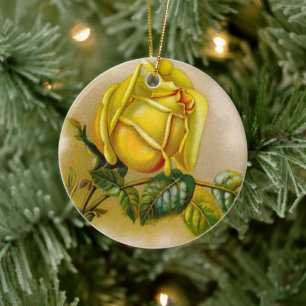 Gelbe Rose Antike Vintage Druckkunst Keramikornament