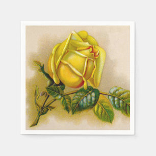 Gelbe Rose Antike Vintage Druckkunst Serviette