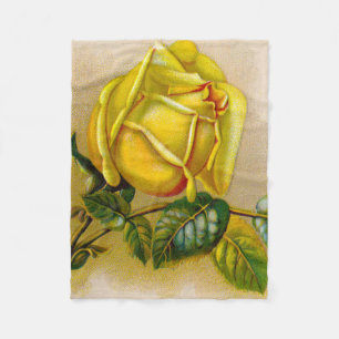 Gelbe Rose Antique Vintage Druck Fine Art Fleecedecke