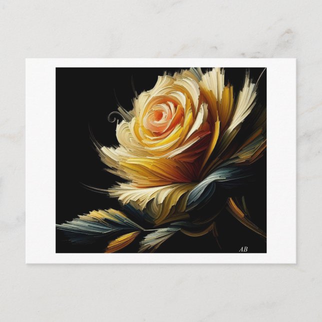 Gelbe Rose auf Schwarz, Postkarte (Vorderseite)