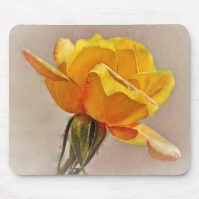 Gelbe Rose Blume Art Gold Blume Mouse Pad Mousepad (Vorne)