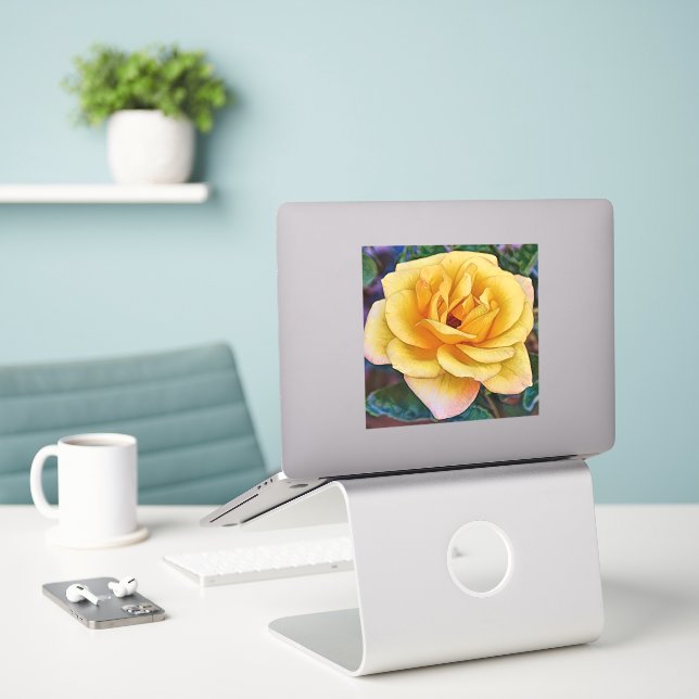 Gelbe Rose Blume Art Großaufkleber Aufkleber (Laptop auf Schreibtisch)