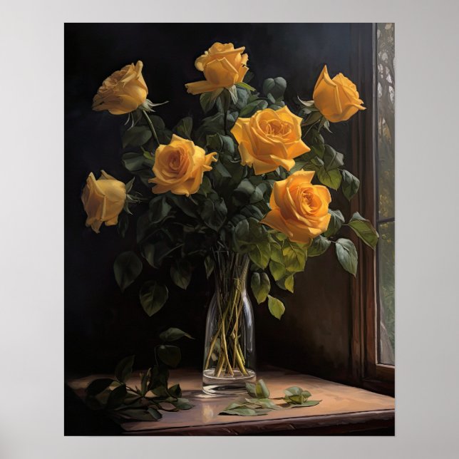 Gelbe Rose Blume Art Print Poster (Vorne)