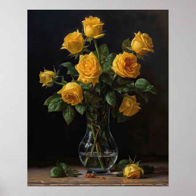Gelbe Rose Blume Art Print Poster (Vorne)