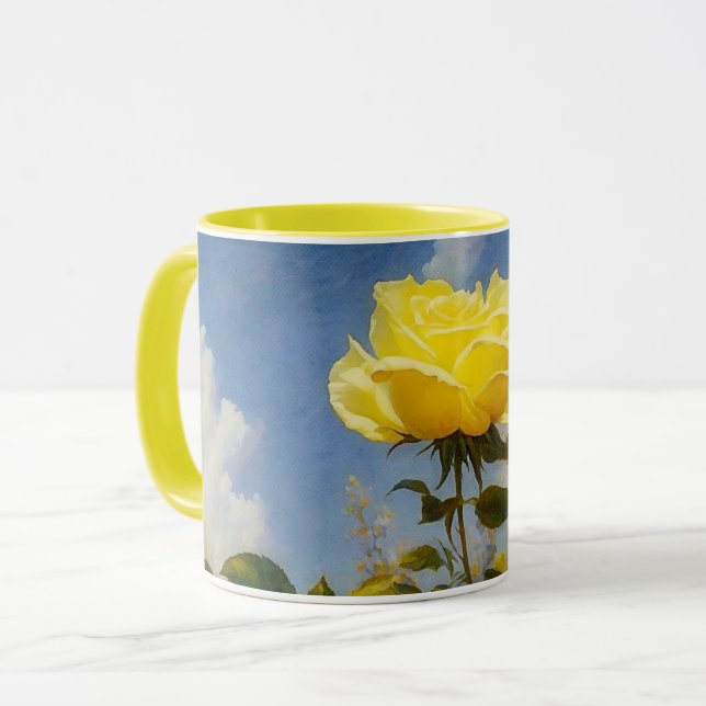 Gelbe Rose Blume Art Tasse Cup (Vorderseite Links)