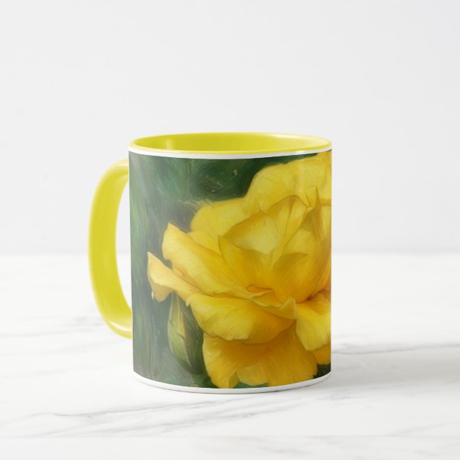 Gelbe Rose Blume Art Tasse Cup (Vorderseite Links)