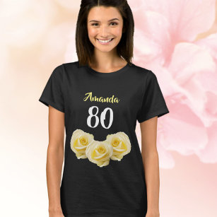 Gelbe Rose Blume Floral 80. Geburtstag T-Shirt