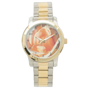 Gelbe Rose-Blume-Makro nah-Bild-Mode Armbanduhr