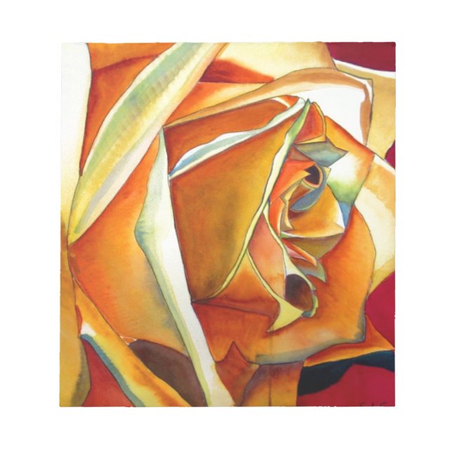 Gelbe Rose Blume Originale Aquarellkunst Notizblock (Vorderseite)