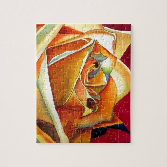 Gelbe Rose Blume Originale Aquarellkunst Puzzle (Vertikal)