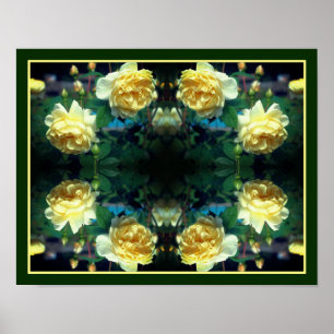 Gelbe Rose Blume Pair Mirror Abstrakt Poster