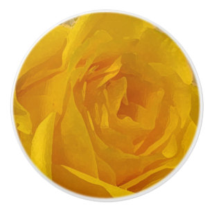 Gelbe Rose Blume Petals Keramik Knochen Keramikknauf