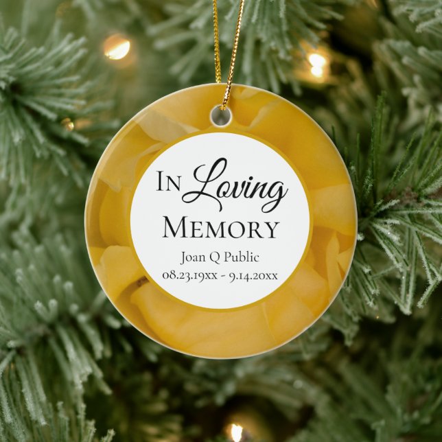 Gelbe Rose Blume Petals Memorial Keepake Keramik Ornament (Baum)