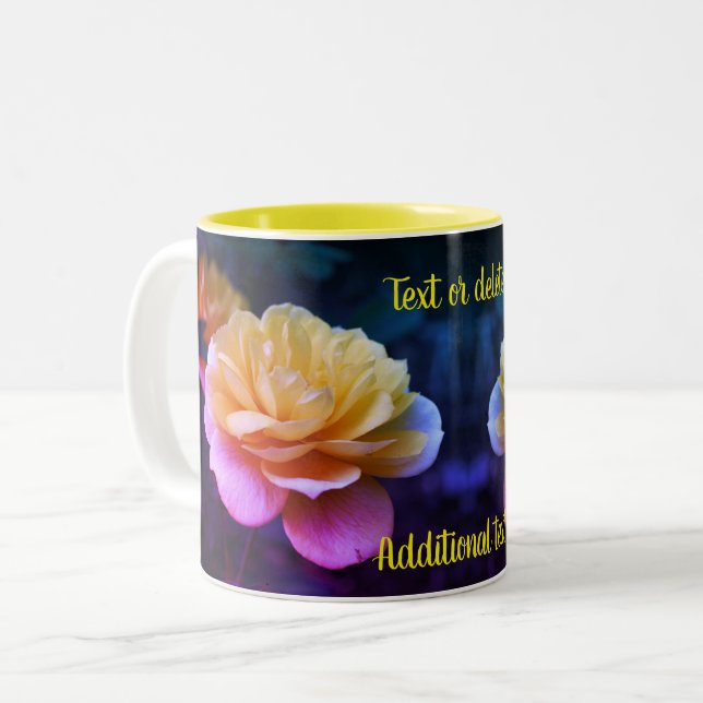 Gelbe Rose Blume Tint Personalisiert Zweifarbige Tasse (Vorderseite Links)