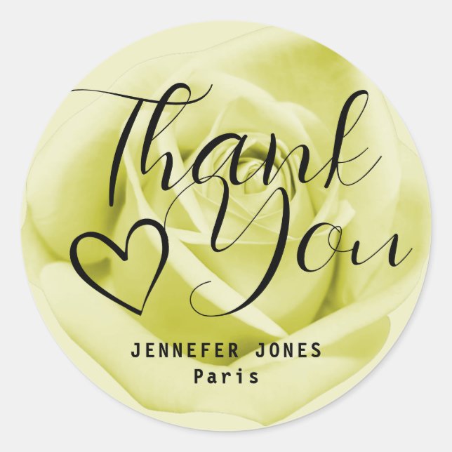 Gelbe Rose Einfaches Minimalistisches Kalligrafie  Runder Aufkleber (Vorderseite)