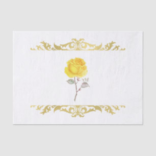 Gelbe Rose & Elegantes Gold Geburtstagsfeier Seidenpapier