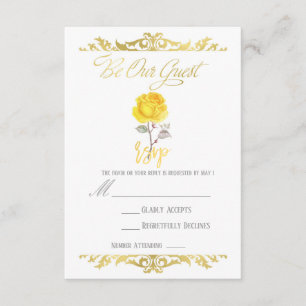 Gelbe Rose & Elegantes Gold Party-Event RSVP Antwo Karte