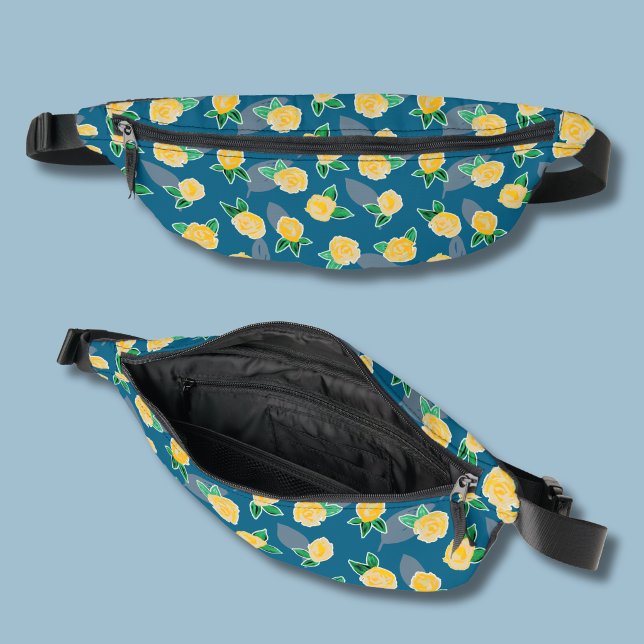 Gelbe Rose Florale Botanik Bauchtasche (Yellow rose botanical floral fanny pack)
