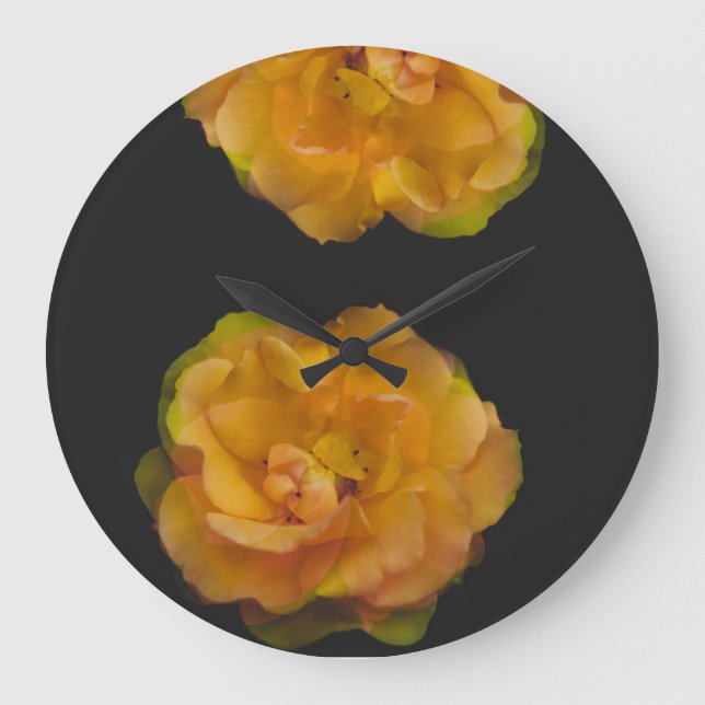 Gelbe Rose Große Wanduhr (Vorderseite)