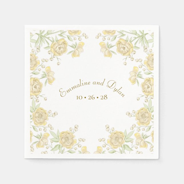 Gelbe Rose Hochzeit Serviette (Vorderseite)