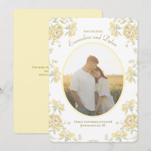 Gelbe Rose Hochzeit Termin merken Einladung