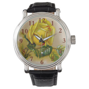 Gelbe Rose Kunstwerke Kunstdruckerei Armbanduhr