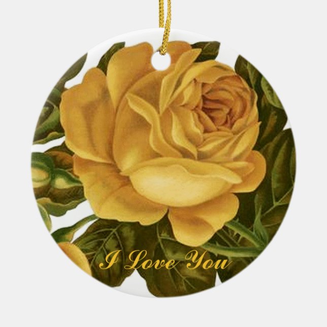 Gelbe Rose Liebe Ornament (Vorne)