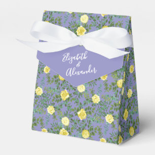 Gelbe Rose & Lila Periwinkle Hochzeit Geschenkschachtel