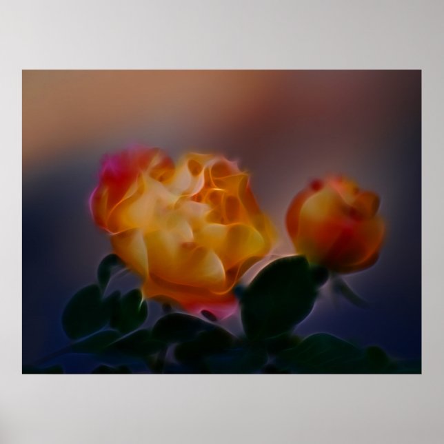 Gelbe Rose mit rosa und rosa Bedeutung Poster (Vorne)