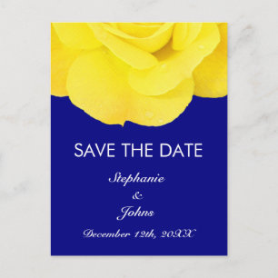 Gelbe Rose Navy Blau Niedlich Save the Date Cool Postkarte
