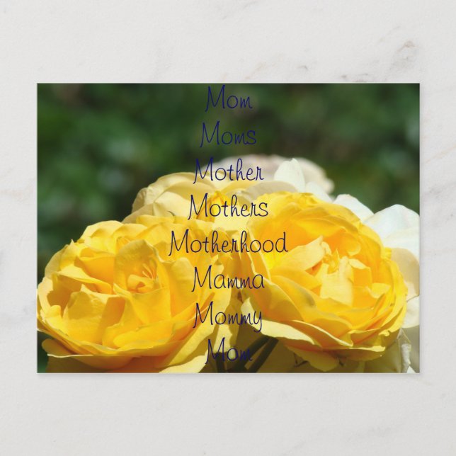 Gelbe Rose Postcard Mama Mamas Mutter Mütter Postkarte (Vorderseite)