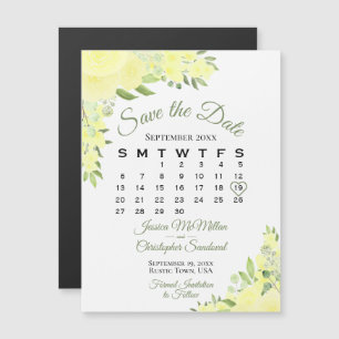 Gelbe Rose Save the Date Kalender Magnet