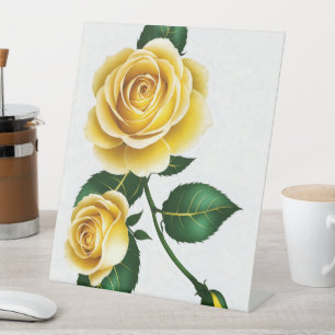 Gelbe Rose Sockelschild