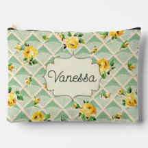 Gelbe Rose Spring Trellis Vintage Namenstasche