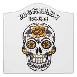 Gelbe Rose Sugar Schädelzimmer Name Türschild