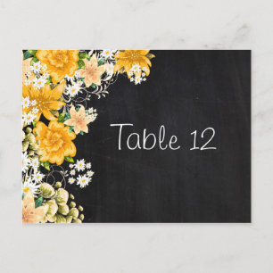 Gelbe Rose-Tischnummer Postkarte