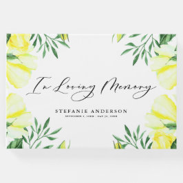 Gelbe Rose und Peonies Beerdigung Gästebuch