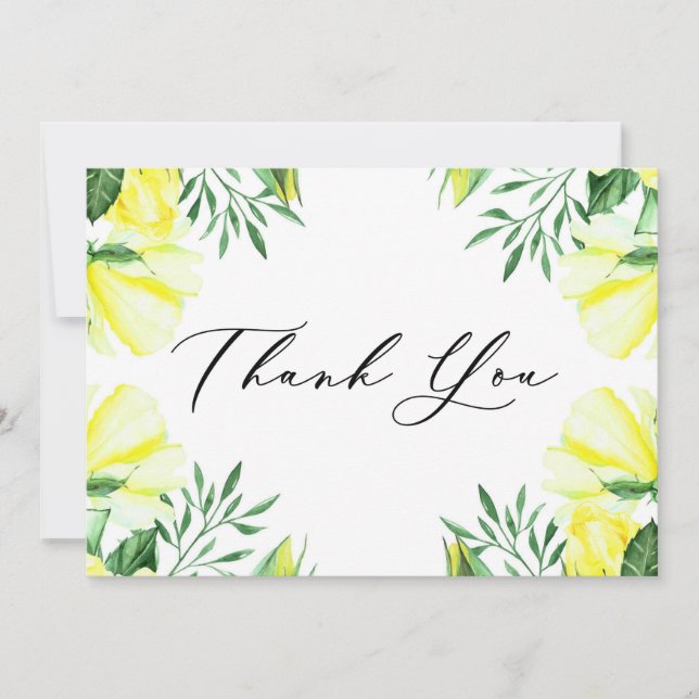 Gelbe Rose und Peonys Dankeskarte (Vorderseite)